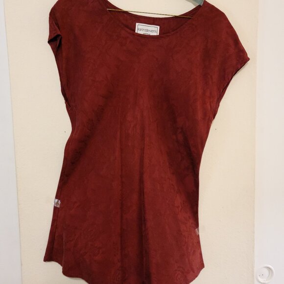 Vintage !!! Karin Stevens Ladies Petite 2 Piece Top and Skirt Size P - Picture 2 of 5